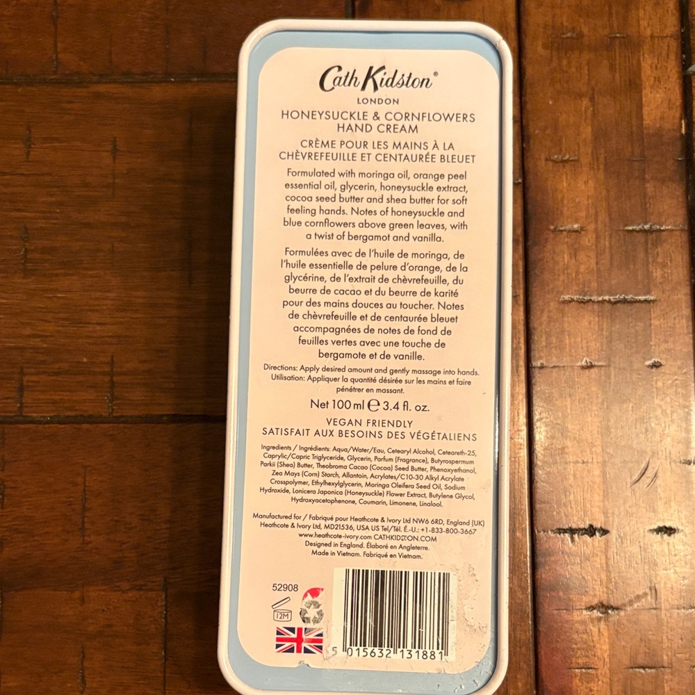 Cath Kidston Honeysuckle & Cornflowers  Hand Cream in Decorative Tin - Picture 4 of 5